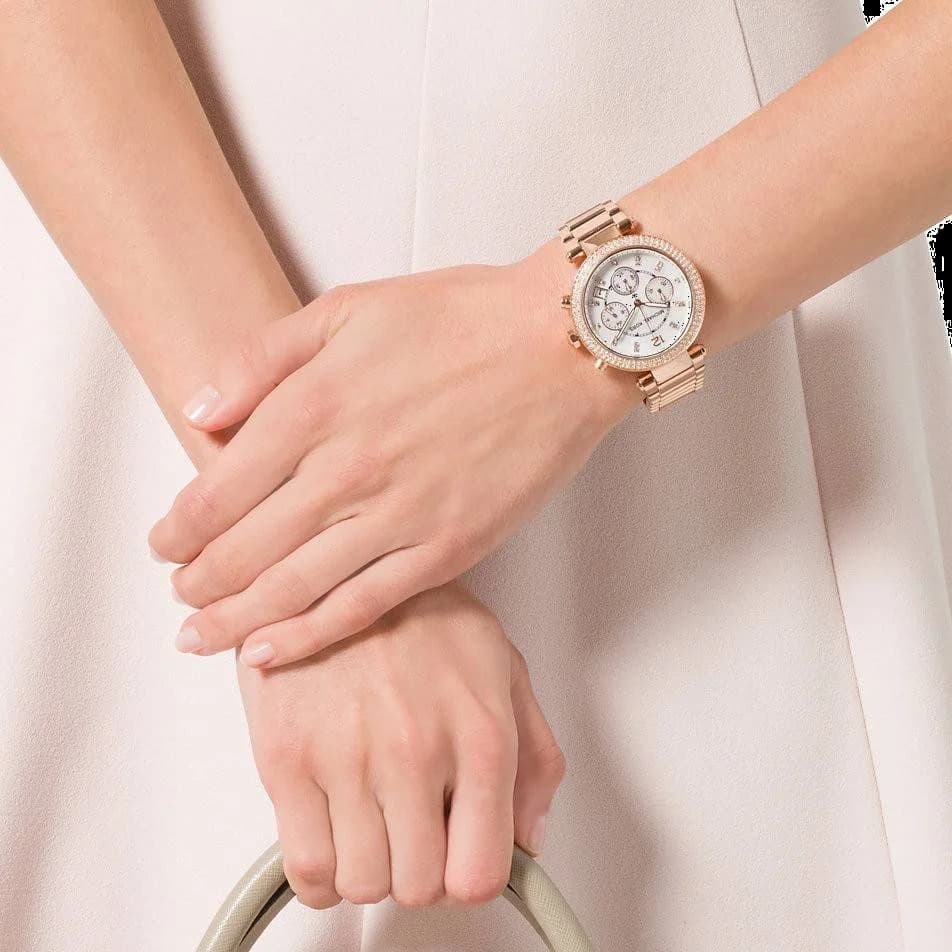 Michael Kors MK5491 Parker Rose Gold and Crystal Women's Watch vue 4