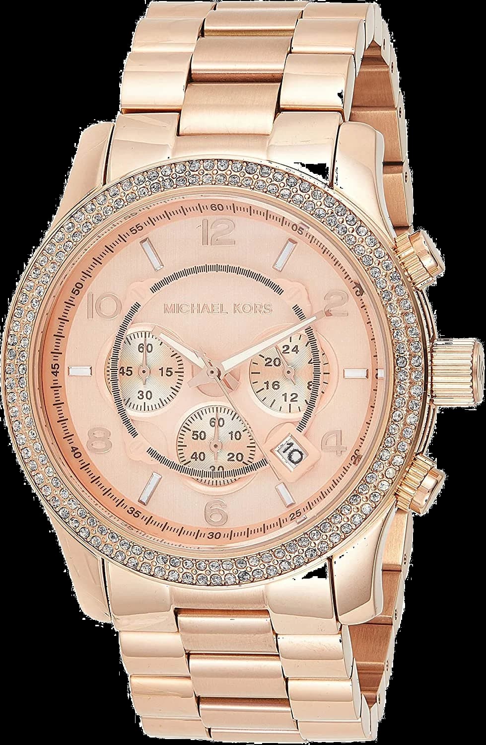 Michael Kors MK5576 Multifunction Rose Gold-Tone Steel with Rhinestone Bezel Women's Watch