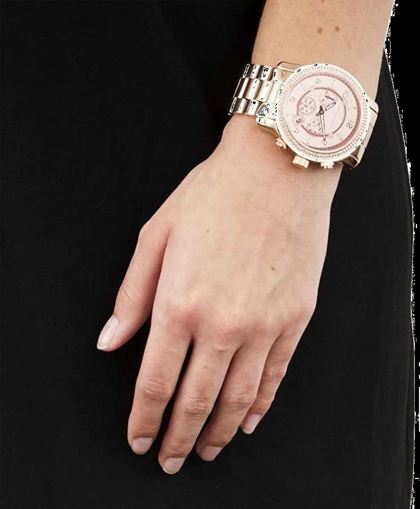 Michael Kors MK5576 Multifunction Rose Gold-Tone Steel with Rhinestone Bezel Women's Watch vue 4