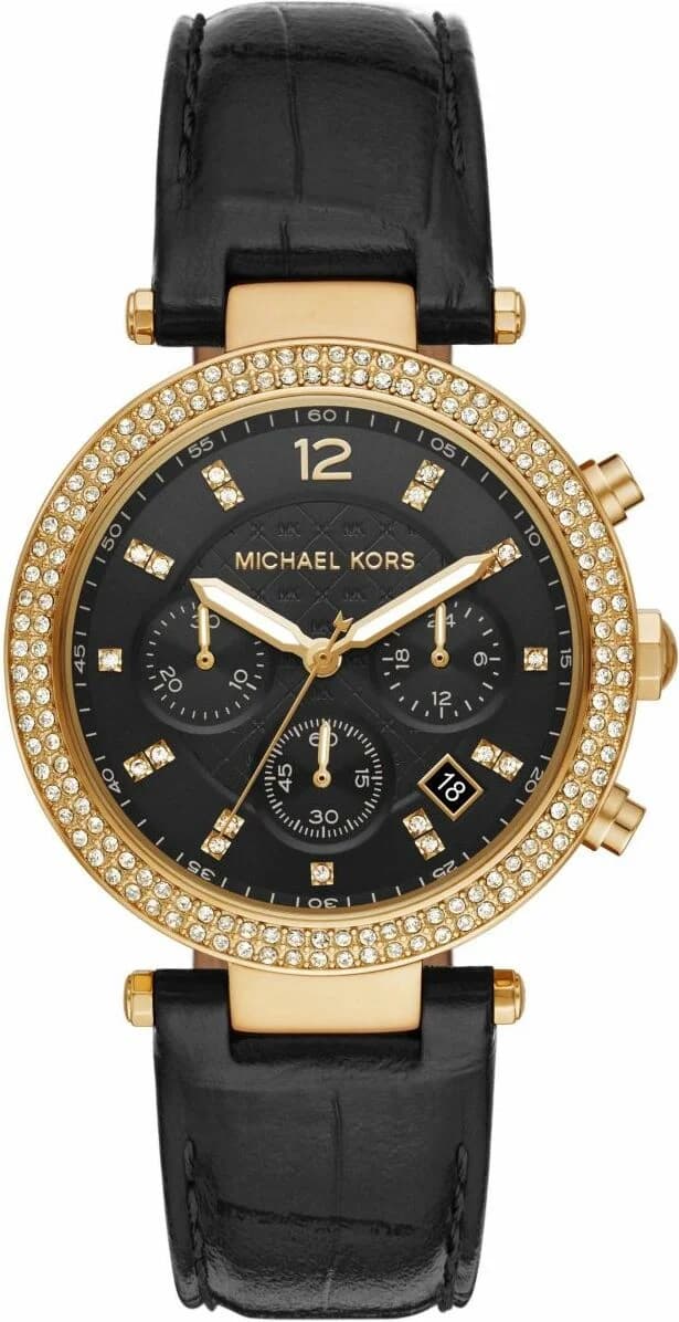 Michael Kors Parker MK6984 Black Leather Strap Watch