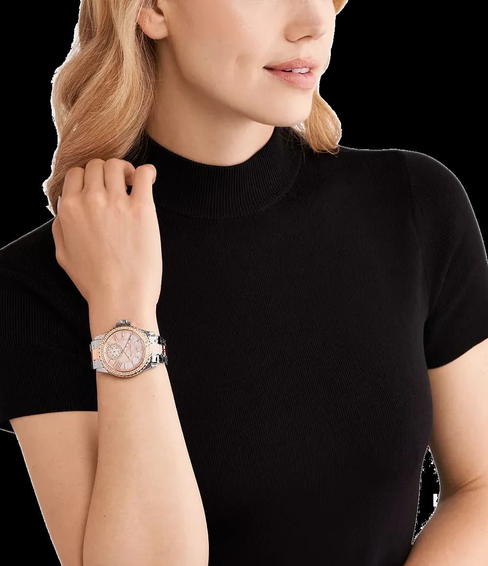 Michael Kors Everest MK7402 Rose Gold Dial Two-Tone Stainless Steel Bracelet Watch vue 4