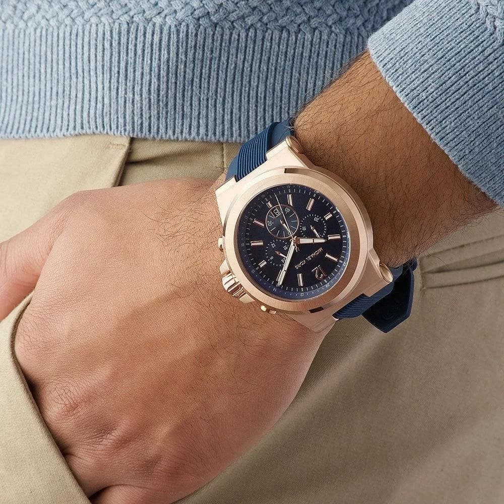 Montre Michael Kors MK8295 Dylan en Acier Doré et Silicone Bleu vue 3