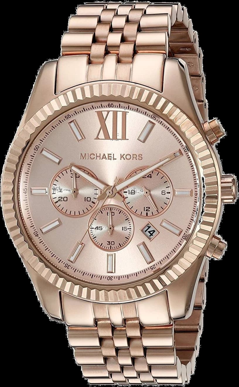 Michael Kors MK8319 Rose Gold Stainless Steel Chronograph Watch with Notched Bezel