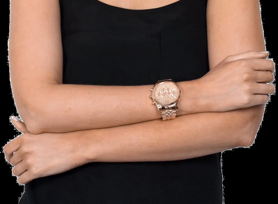 Michael Kors MK8319 Rose Gold Stainless Steel Chronograph Watch with Notched Bezel vue 2