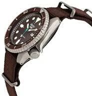 Seiko SRPD85K1 Automatic Brown Dial and Khaki Fabric Strap Watch vue 2