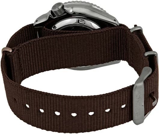 Seiko SRPD85K1 Automatic Brown Dial and Khaki Fabric Strap Watch vue 3