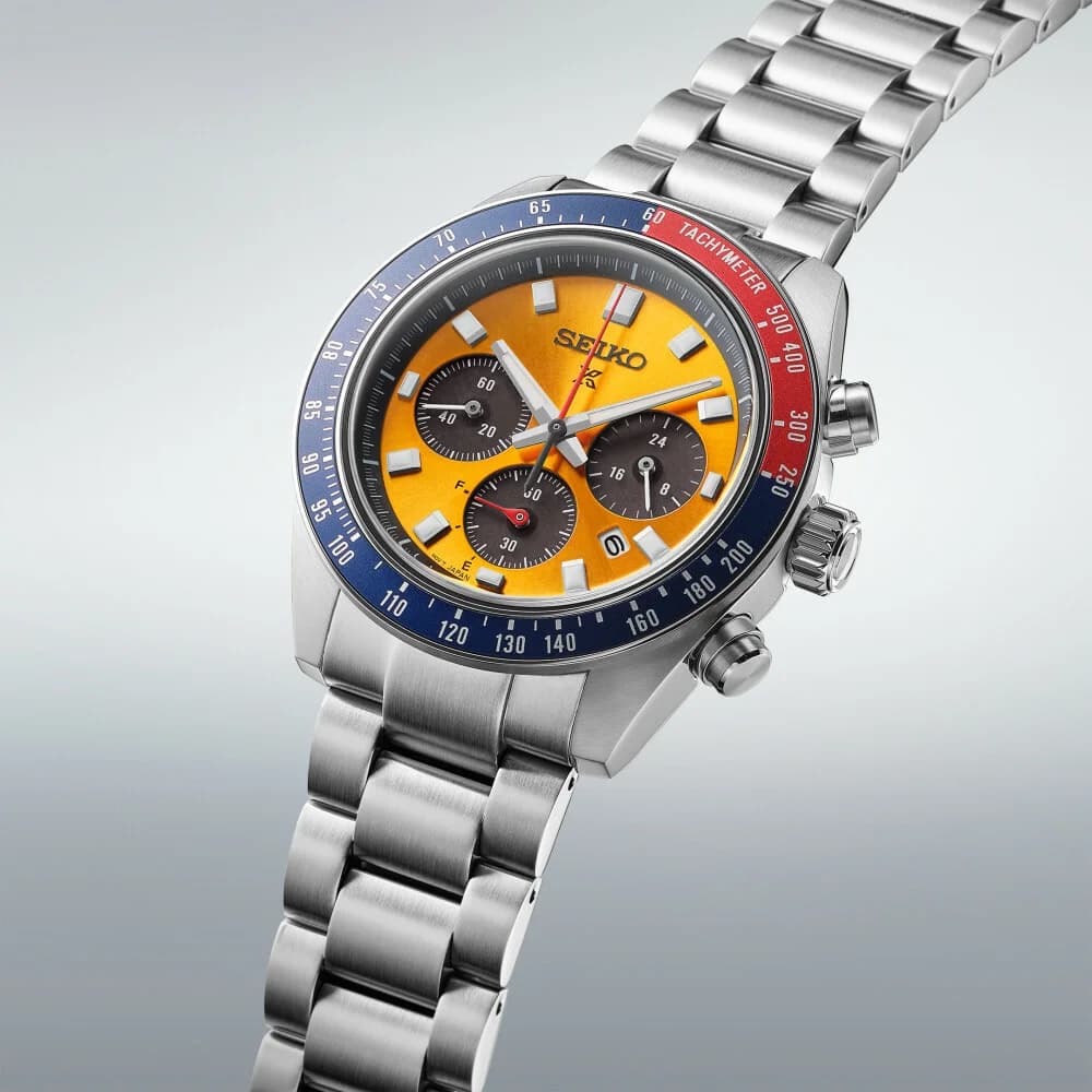 Seiko SSC947P1 Speedtimer Solar Yellow Gold Dial Two-Tone Bezel Men's Watch vue 4