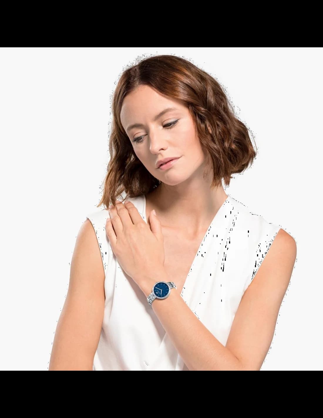 Swarovski 5517790 Blue Diamond Powder Dial and Polished Steel Watch vue 3