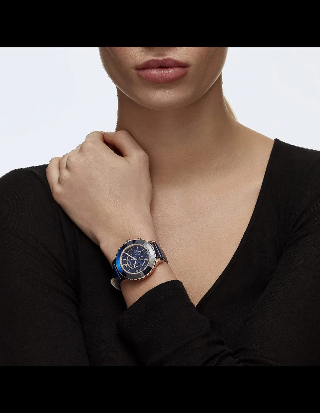 Swarovski 5563480 Octea Lux Chrono Blue Leather Strap Watch vue 4
