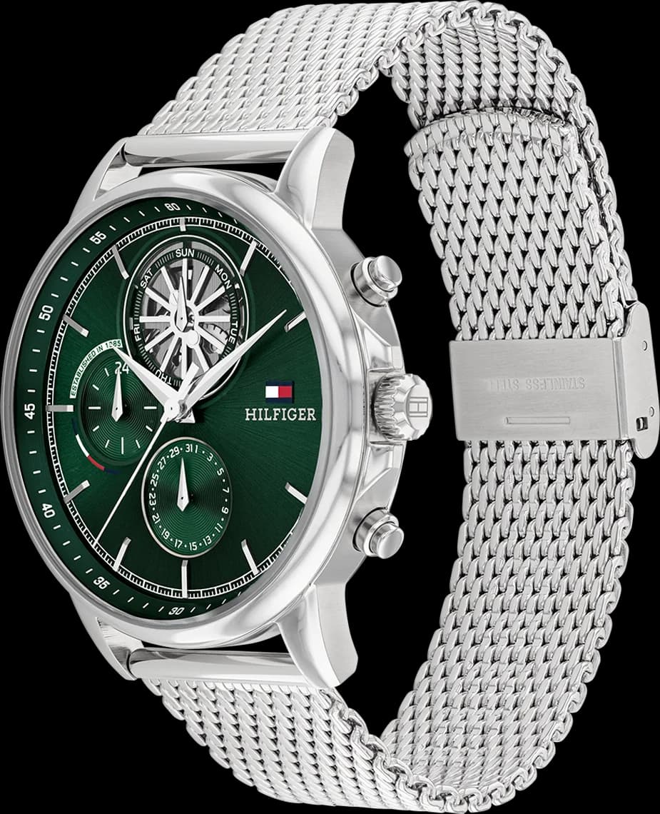 Tommy Hilfiger 1710608 Stewart Stainless Steel Milanese Mesh Green Dial Men's Watch vue 2