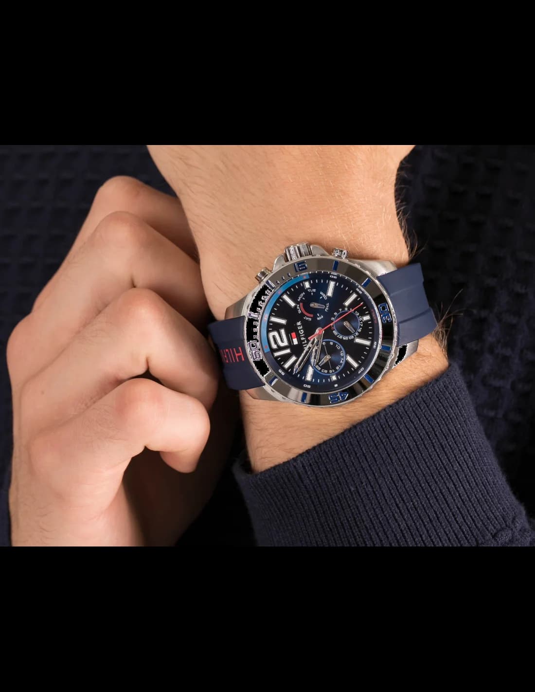 Tommy Hilfiger 1791142 Blue Silicone Strap Men's Watch vue 3
