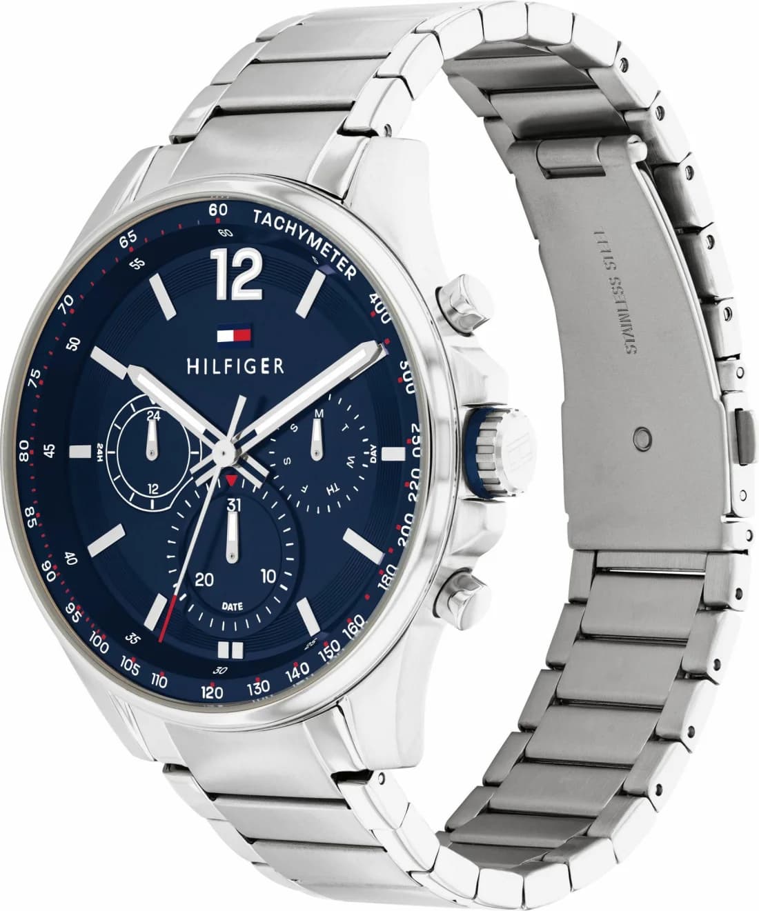 Tommy Hilfiger 1791973 Max Stainless Steel Silver and Blue Multifunction Dial Watch vue 2