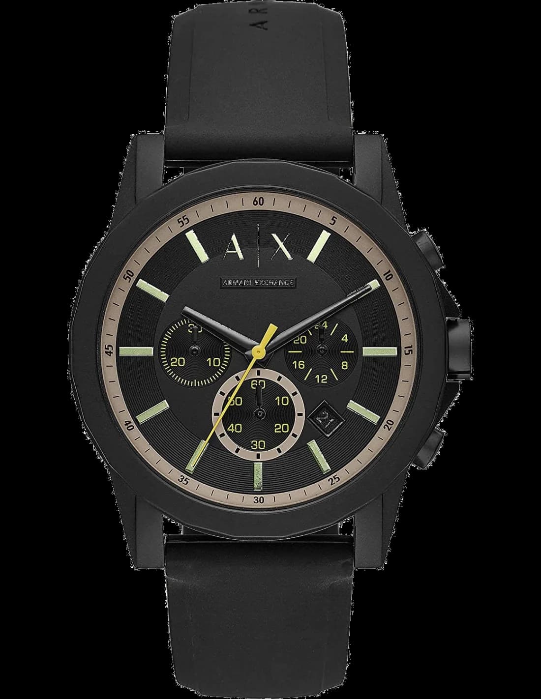 Armani Exchange AX1343 vue de côté, bracelet silicone