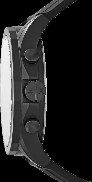 Gros plan sur le cadran noir de la Armani Exchange AX1343