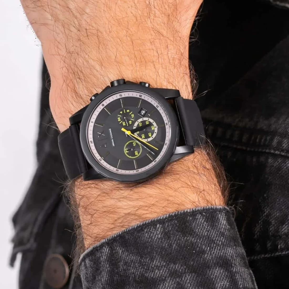 Armani Exchange AX1343 Polished Steel and Black Silicone Men's Watch vue 5