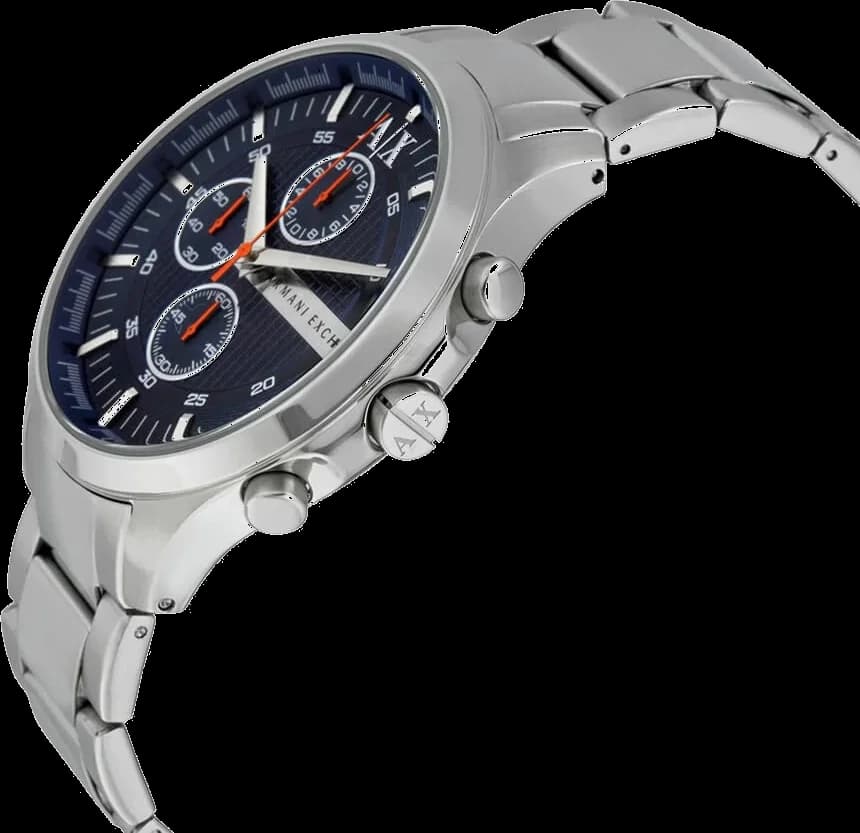 Gros plan sur le cadran bleu de la Armani Exchange AX2155