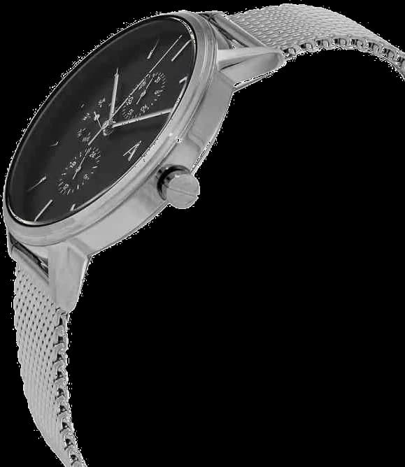 Gros plan sur le cadran noir de la Armani Exchange AX2714