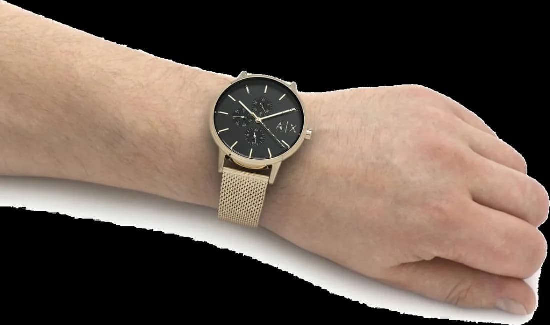 Montre Armani Exchange AX2715 en maille milanaise dorée vue 5