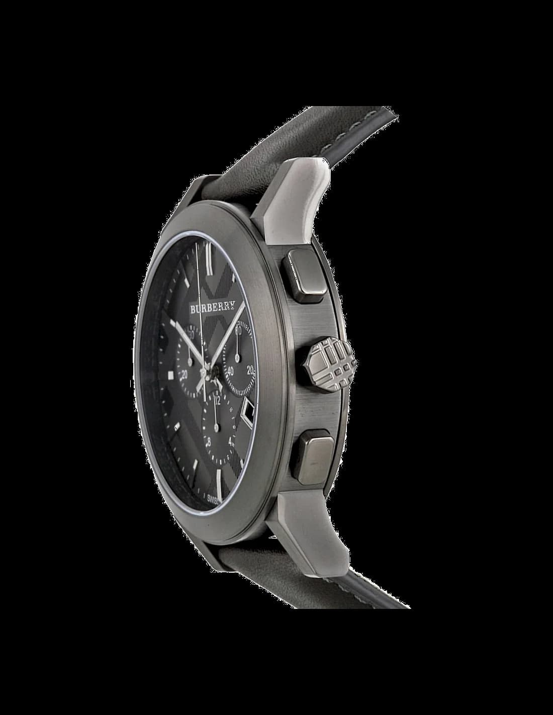 Gros plan sur le cadran gris de la Burberry BU9364