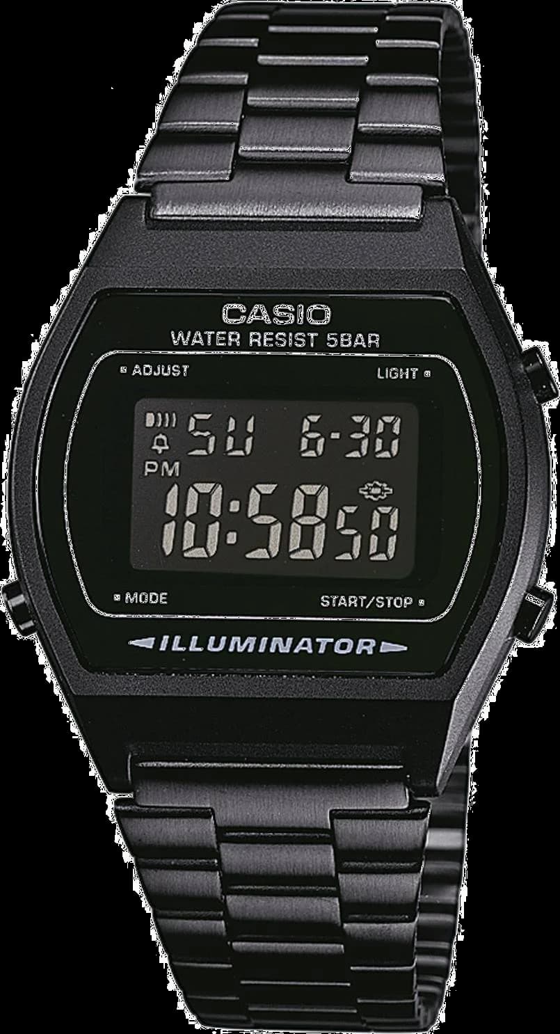 Casio B640WB-1BEF vue de côté, bracelet acier