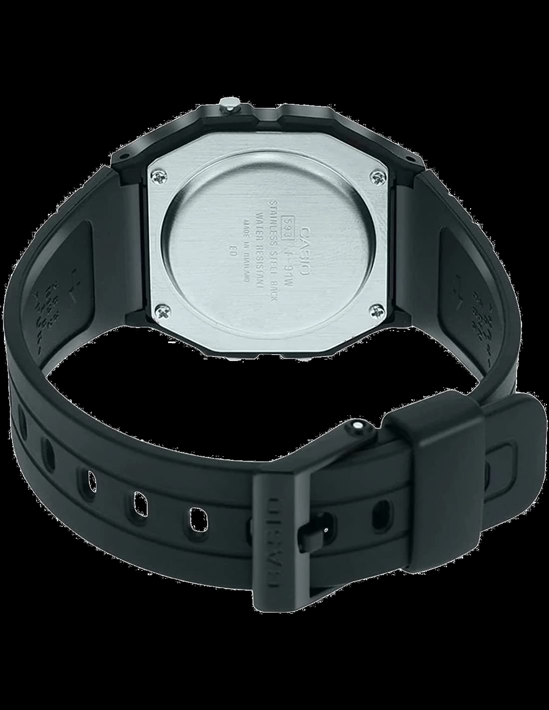 Montre Casio F-91W-3SDG à Affichage Digital et Bracelet en Silicone Noir vue 4