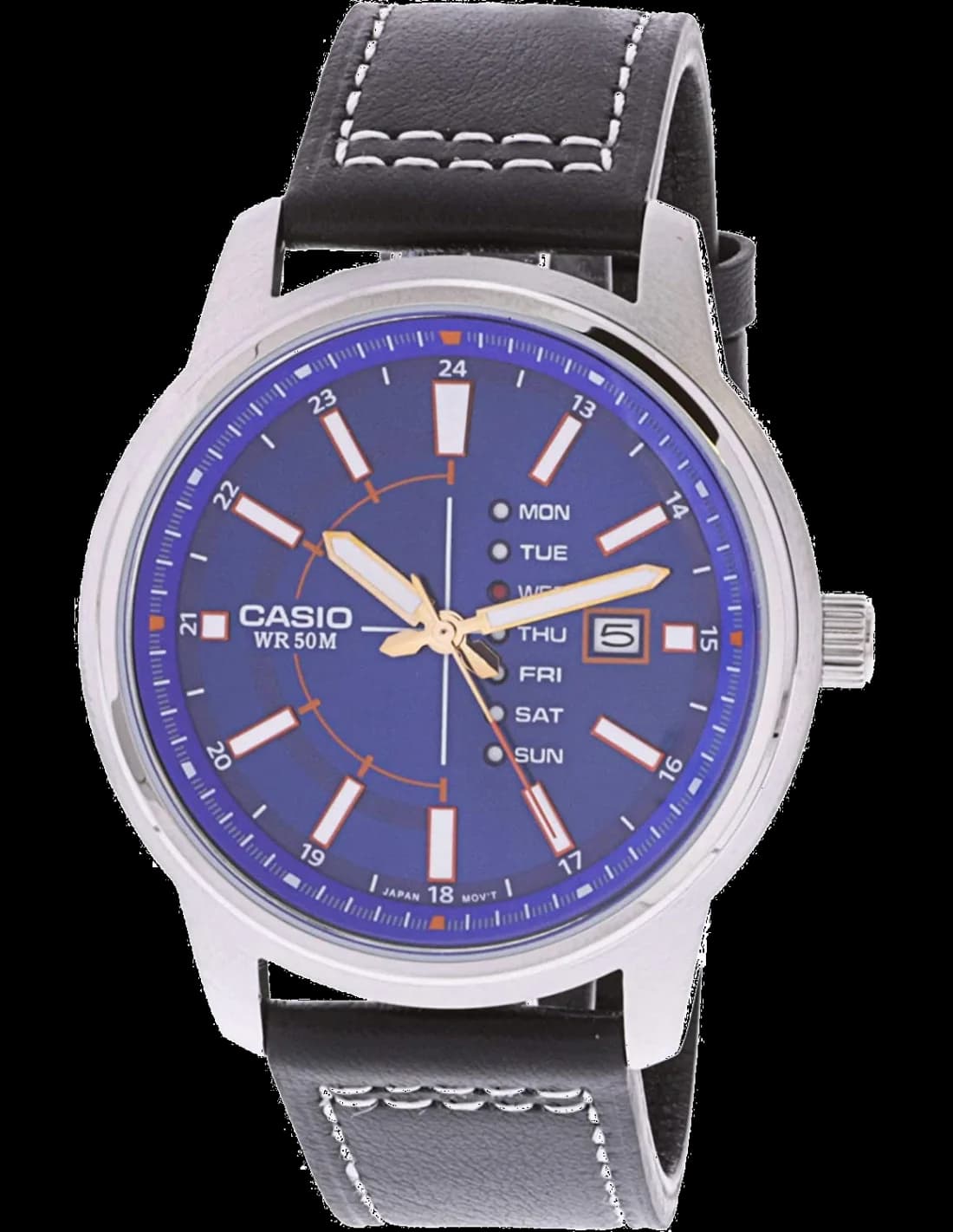 Montre Homme Casio MTP-E128L-2A1V Cadran Bleu et Bracelet Cuir vue 2