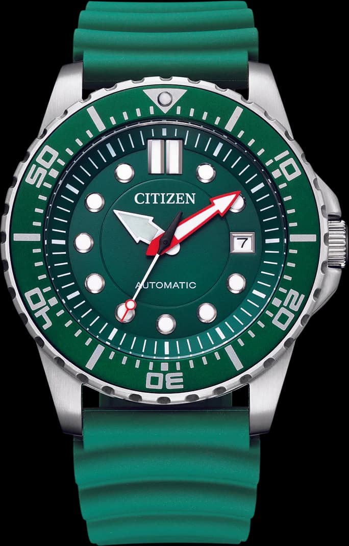 Citizen NJ0129-10X vue de côté, bracelet silicone