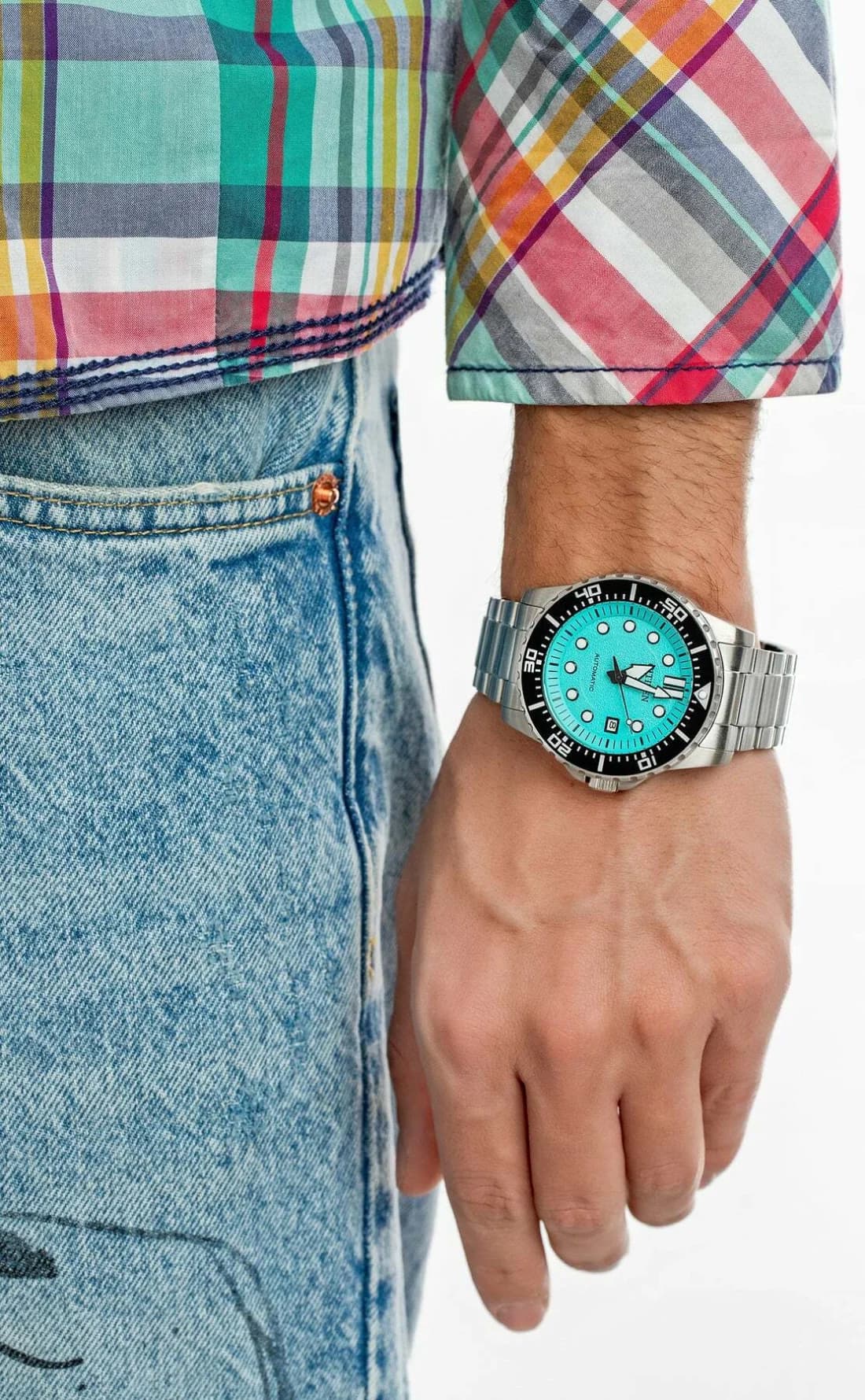 Citizen NJ0170-83X Automatic Steel Tiffany Blue Dial Men's Watch vue 6