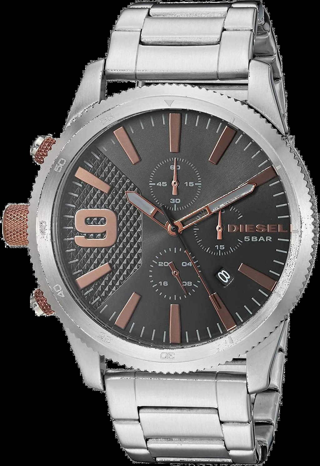 Diesel DZ4457 vue de côté, bracelet acier