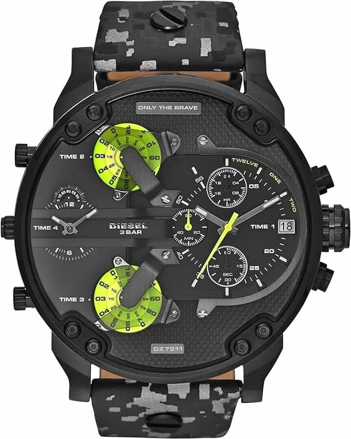 Diesel DZ7311 vue de côté, bracelet cuir