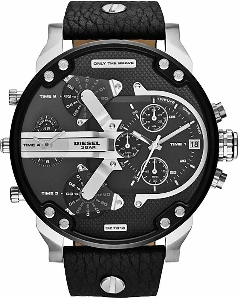Diesel DZ7313 vue de côté, bracelet cuir