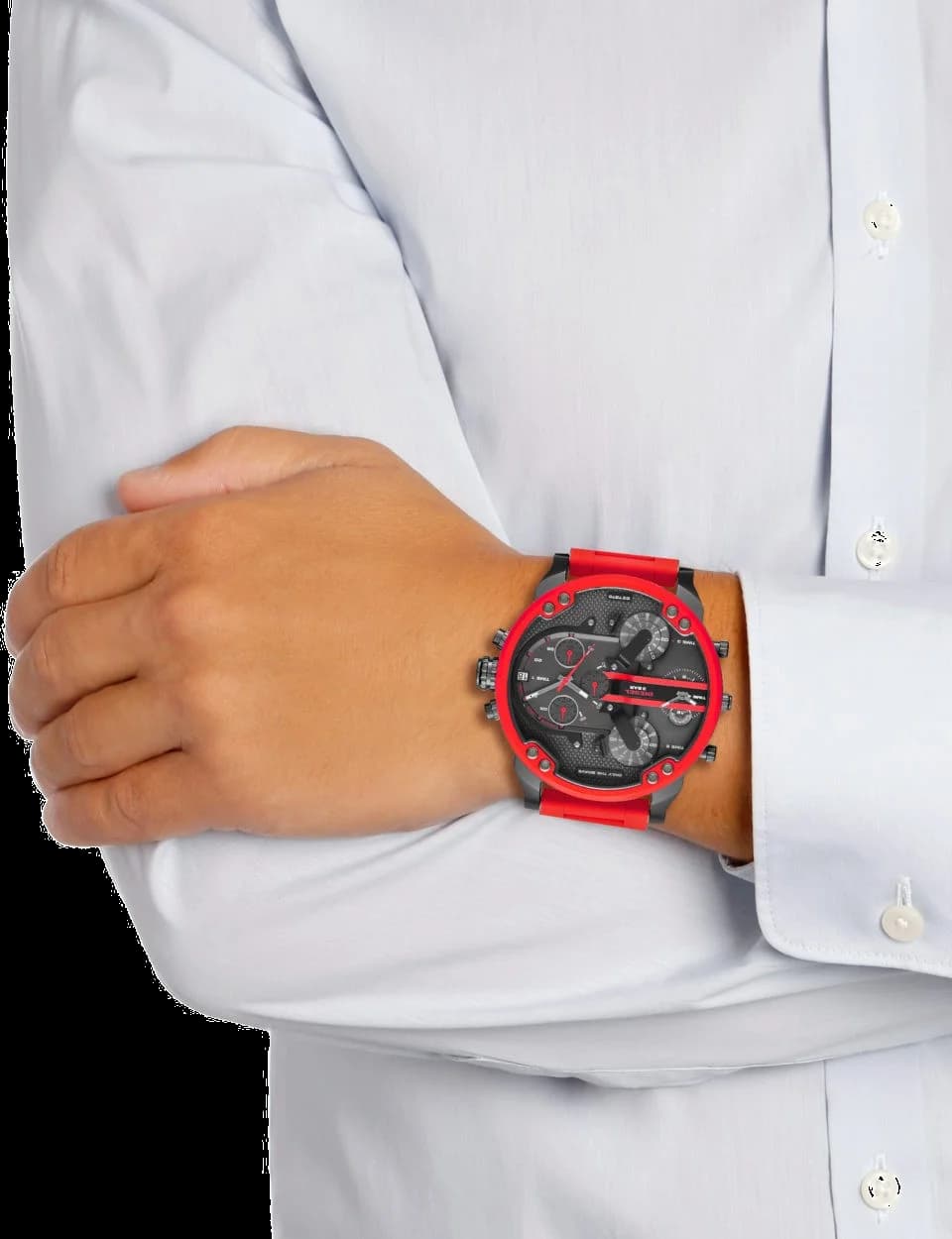 Montre Diesel Mr Daddy DZ7370 rouge acier et silicone XXL vue 5