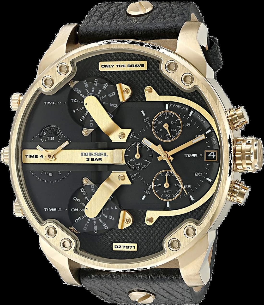 Diesel DZ7371 vue de côté, bracelet cuir