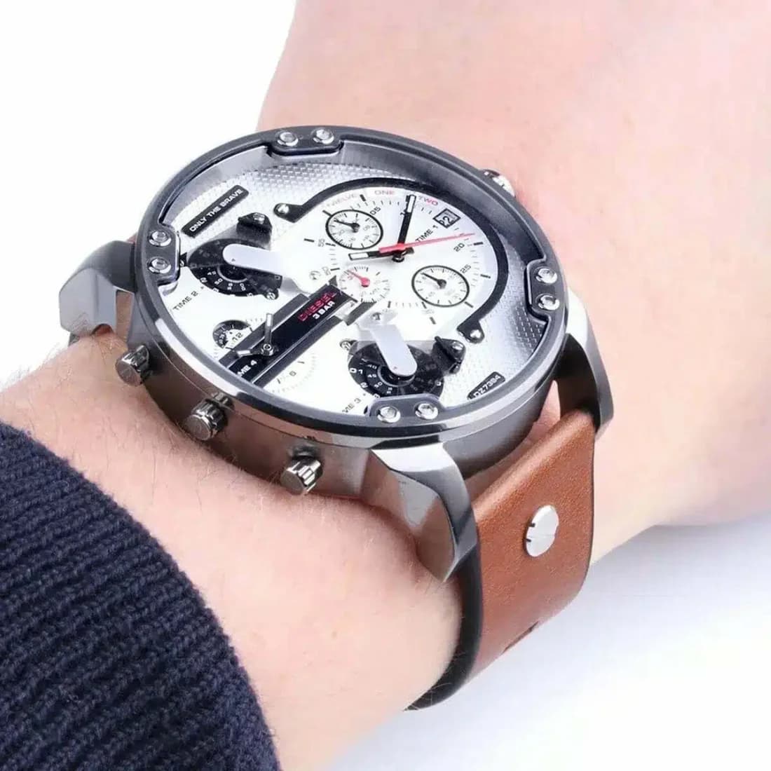 Diesel Mr Daddy DZ7394 Black Multi-Function XXL Dial Men's Watch vue 5