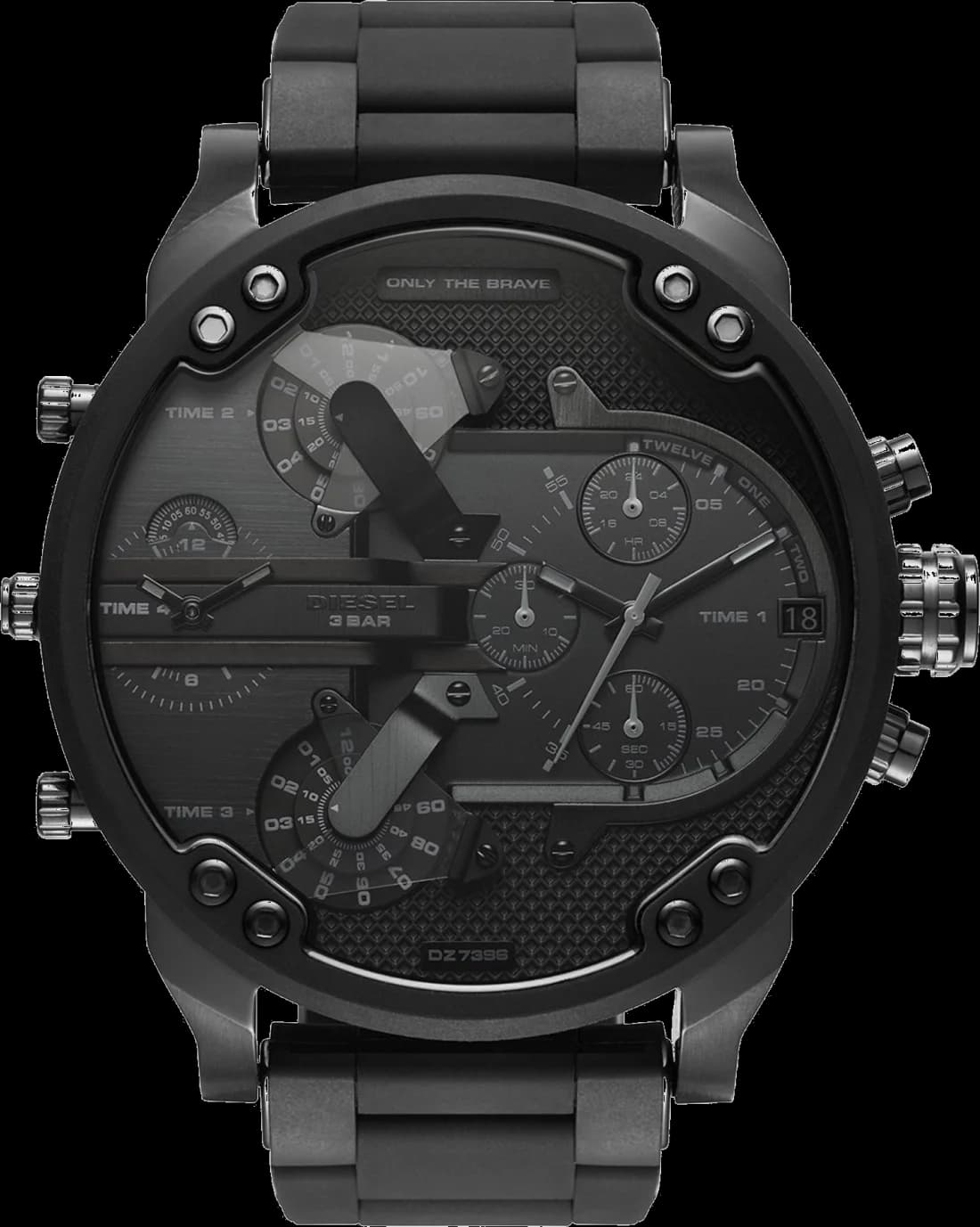 Diesel DZ7396 vue de côté, bracelet acier