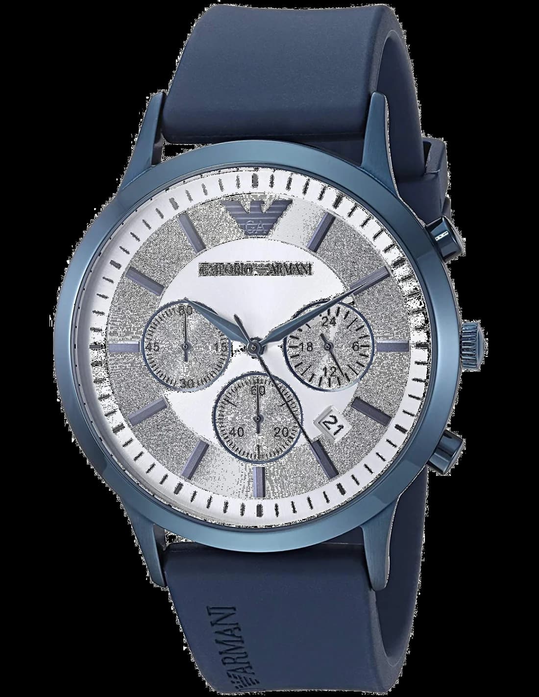Emporio Armani Renato AR11026 Blue Silicone Strap Men's Watch vue 2