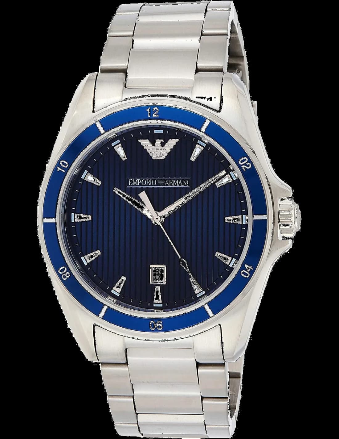 Emporio Armani AR11100 vue de côté, bracelet acier
