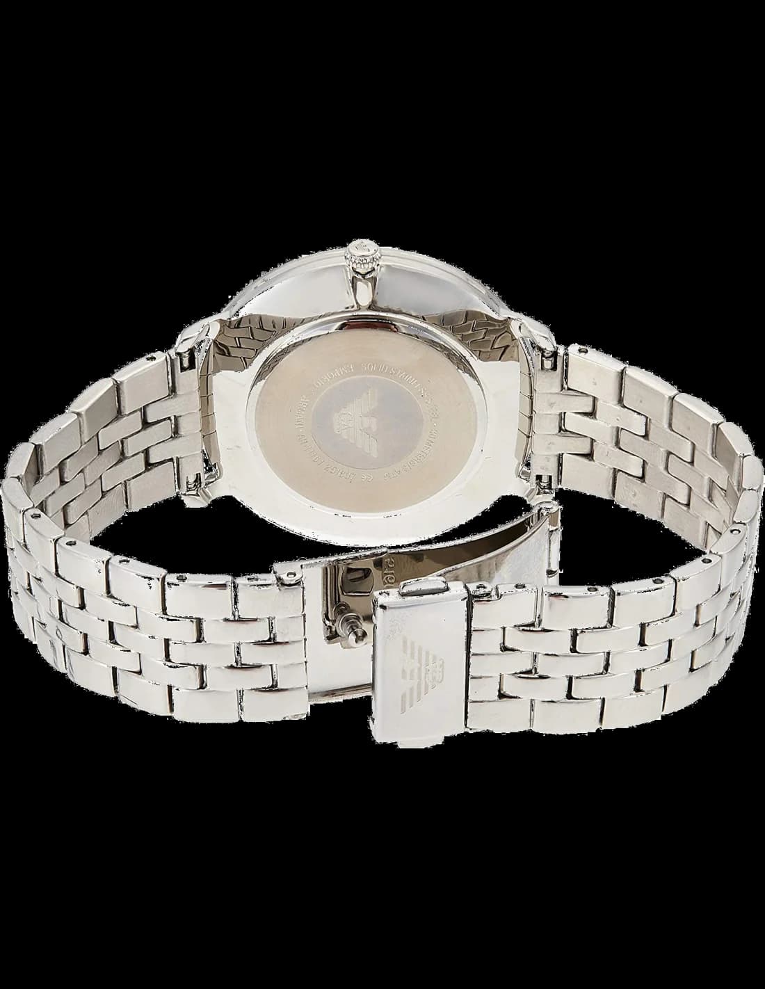 Gros plan sur le cadran noir de la Emporio Armani AR11161
