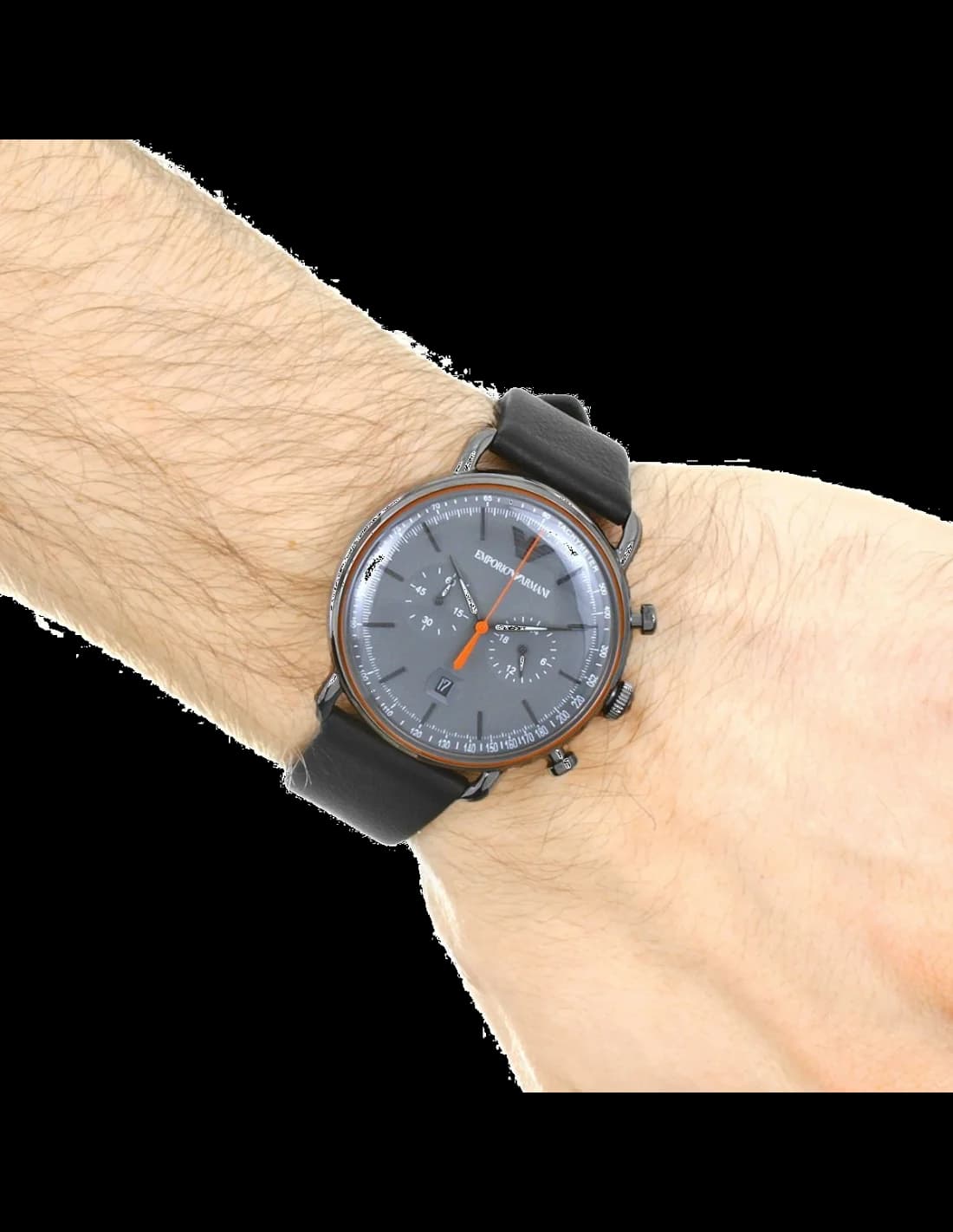 Emporio Armani AR11168 Chronograph with Grey Leather Strap Watch vue 4