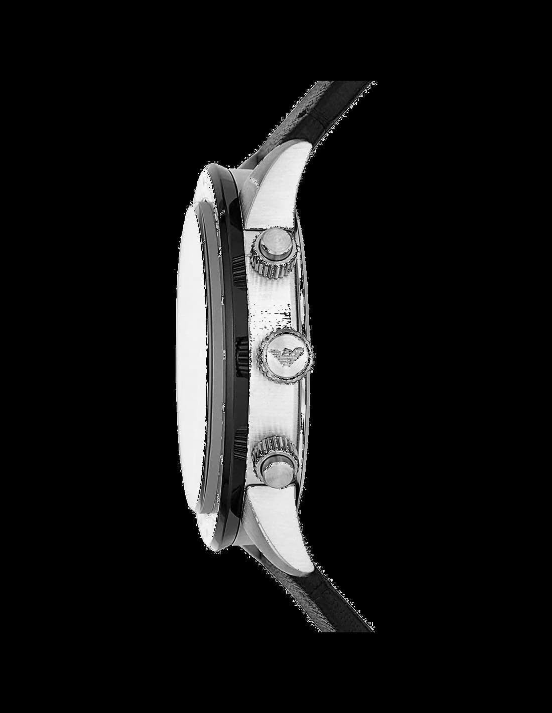Gros plan sur le cadran noir de la Emporio Armani AR11243