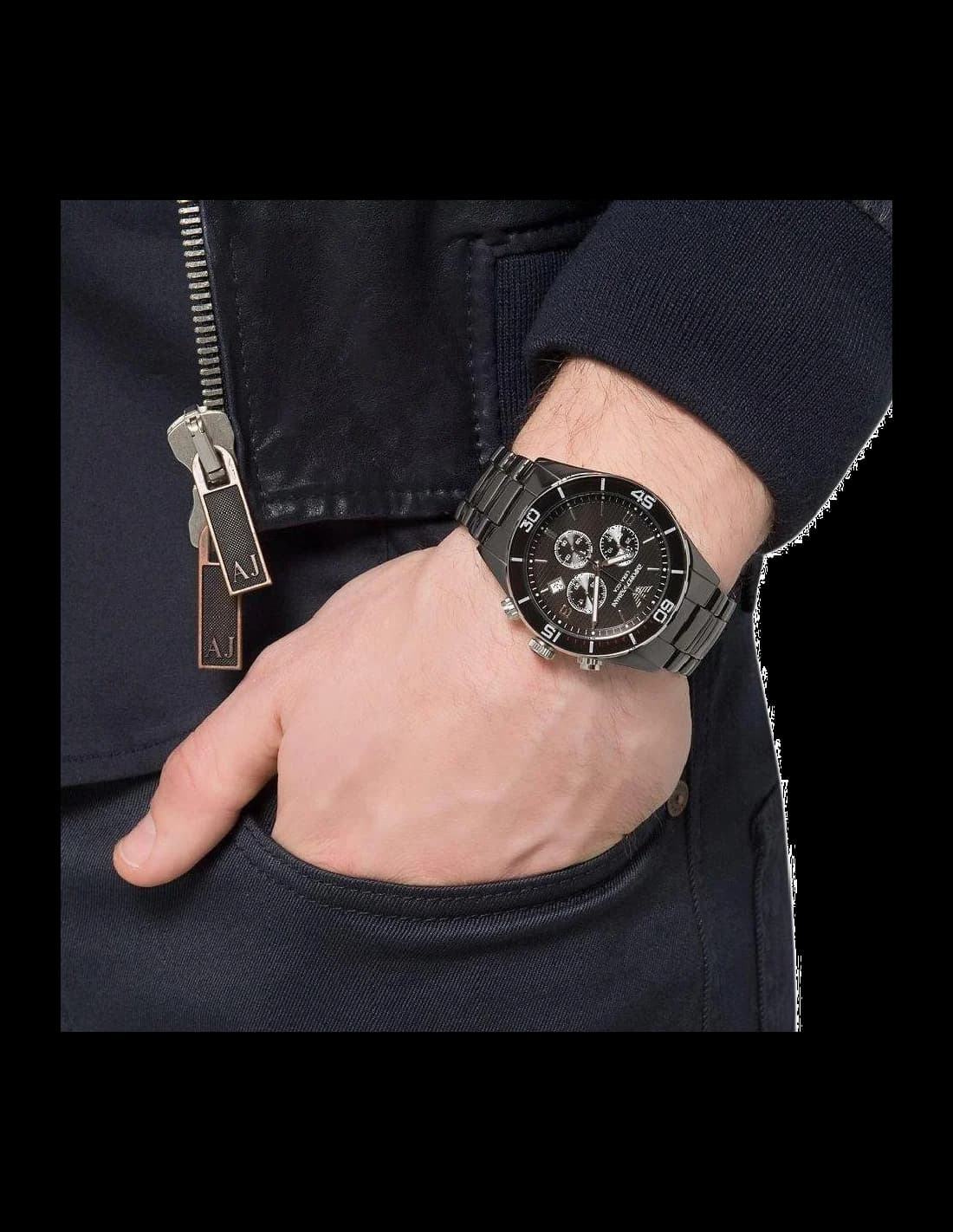 Montre Emporio Armani AR1421 Chronographe en Céramique Noire vue 5