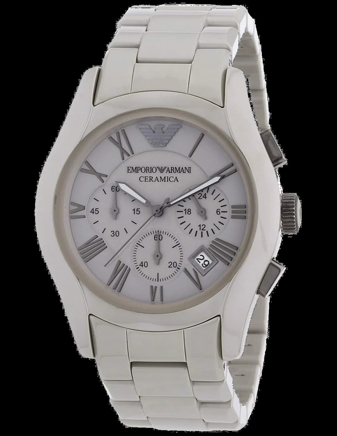Emporio Armani AR1459 Black Ceramic Chronograph Watch vue 2