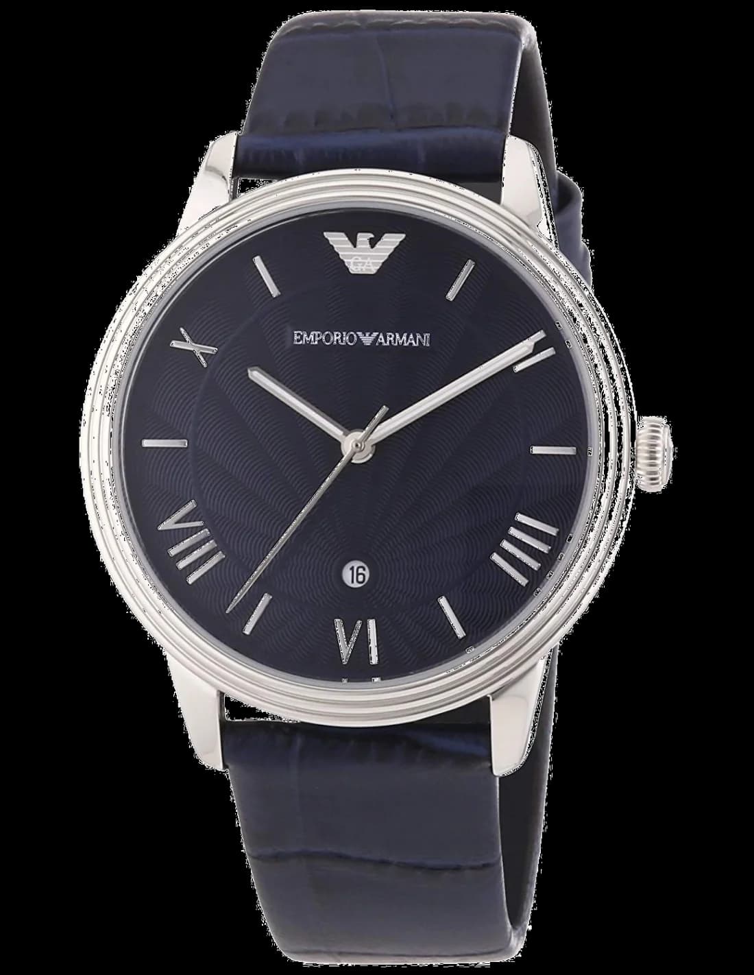 Emporio Armani AR1651 Polished Steel and Black Leather Men's Watch vue 2