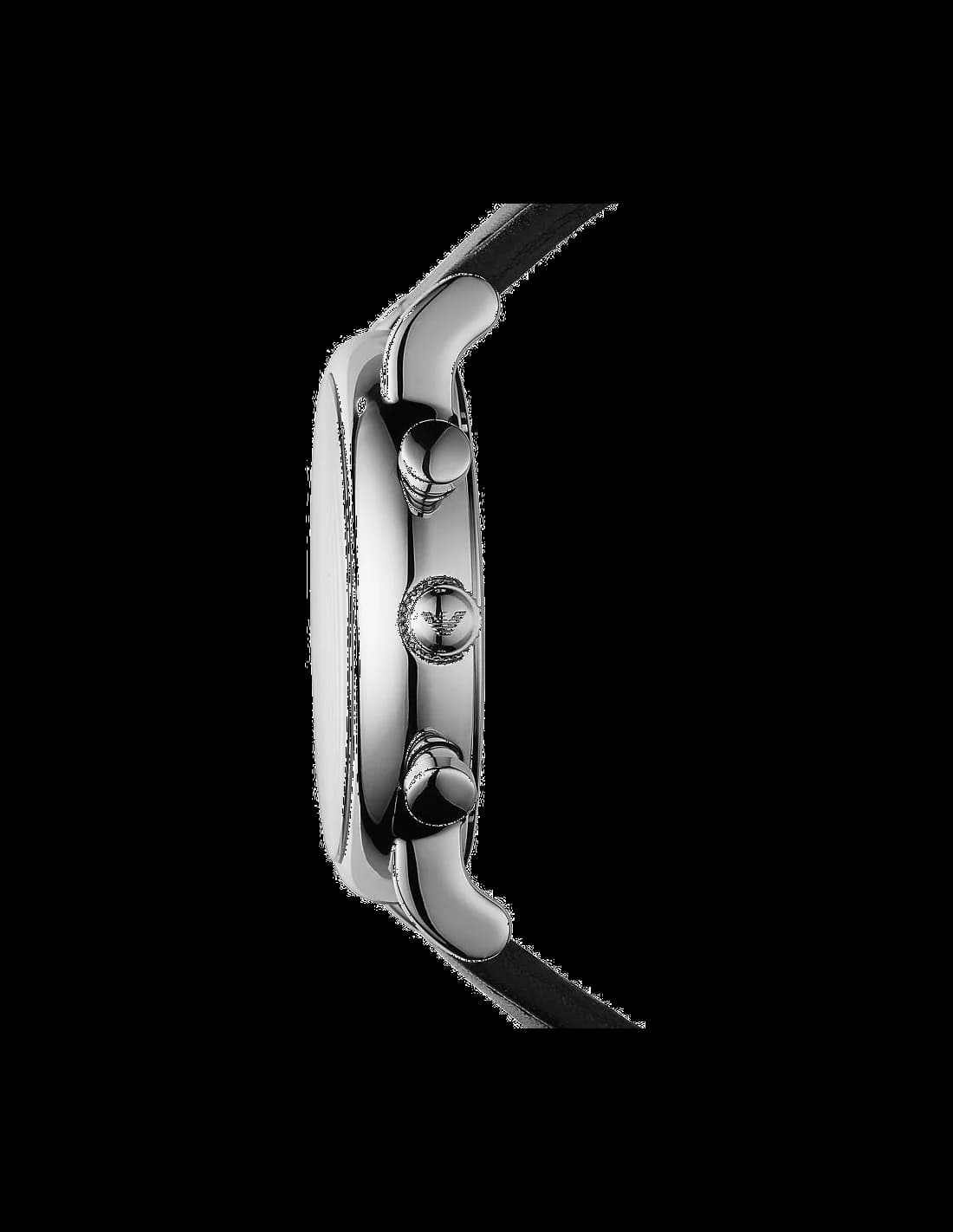 Gros plan sur le cadran blanc de la Emporio Armani AR1807