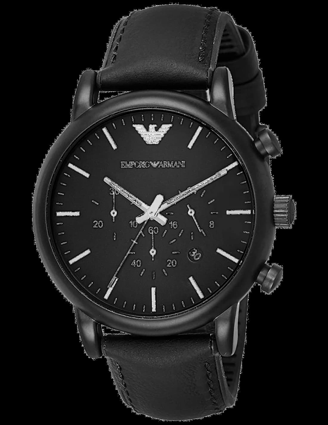 Emporio Armani AR1970 Black Leather Luigi Men's Watch vue 2
