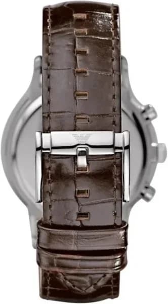 Emporio Armani AR2433 Silver Steel and Brown Leather Watch vue 5