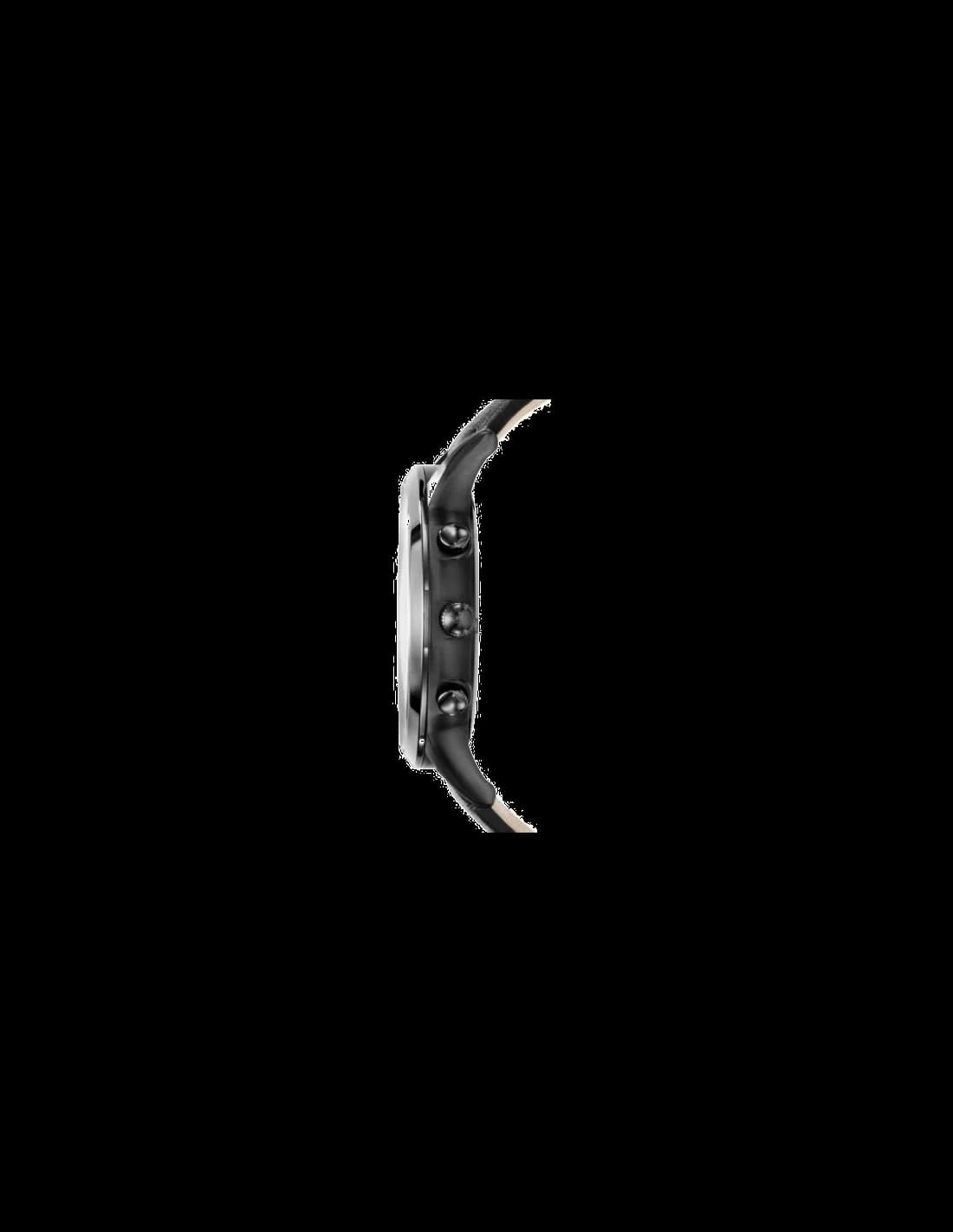 Gros plan sur le cadran noir de la Emporio Armani AR2461