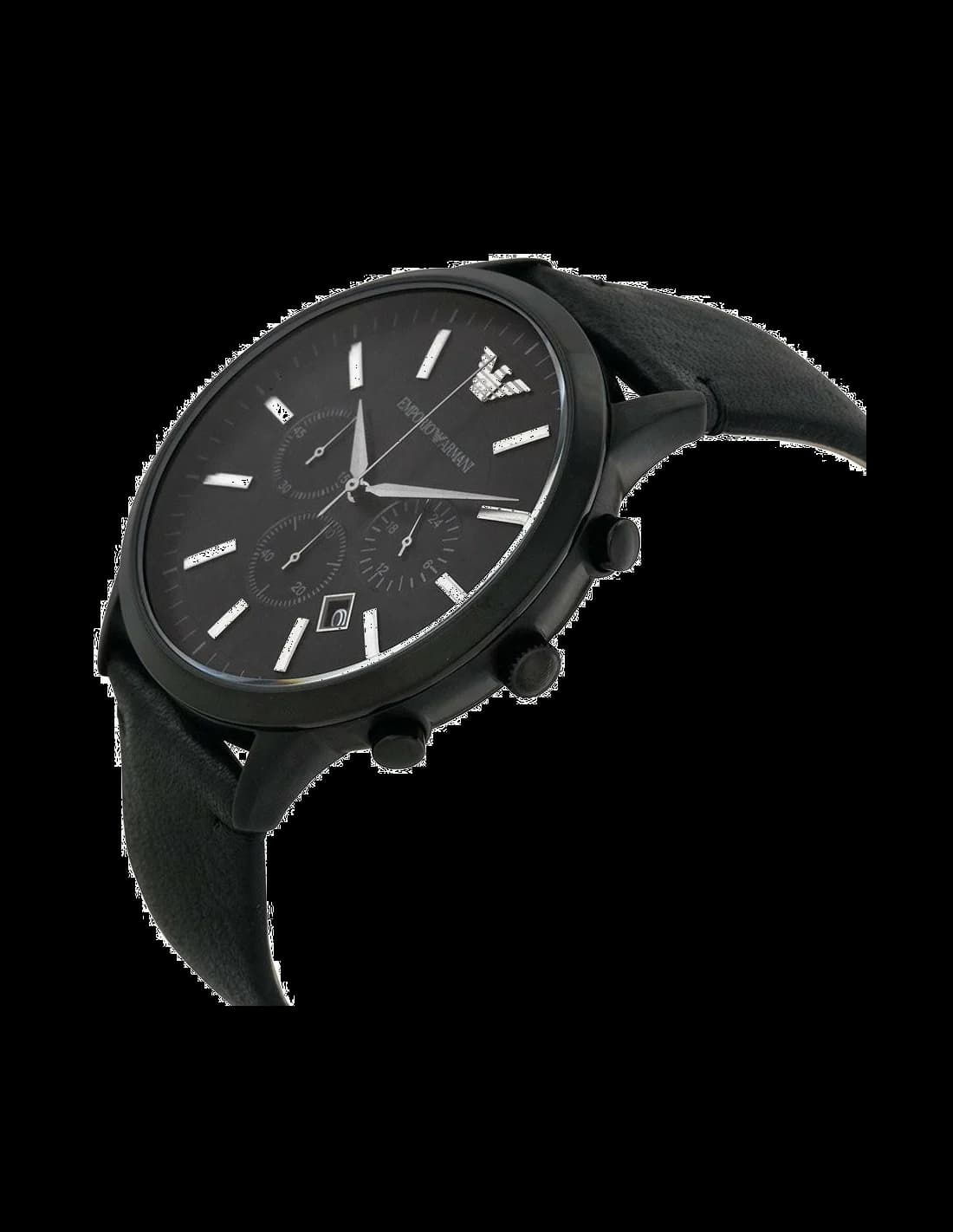 Emporio Armani AR2461 Chronograph Black Leather Strap Watch vue 5
