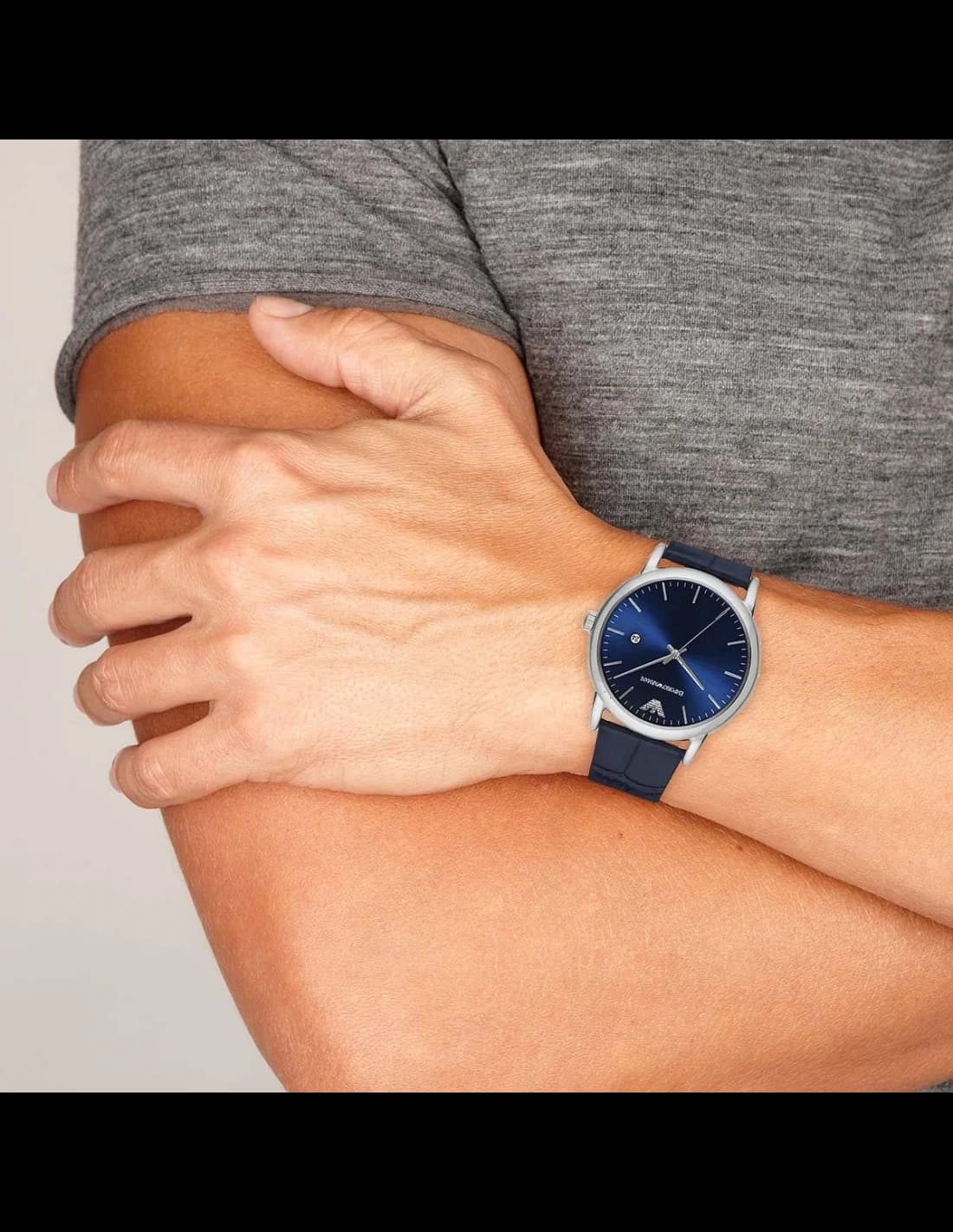 Montre Emporio Armani AR2501 avec Bracelet en Cuir Bleu vue 4