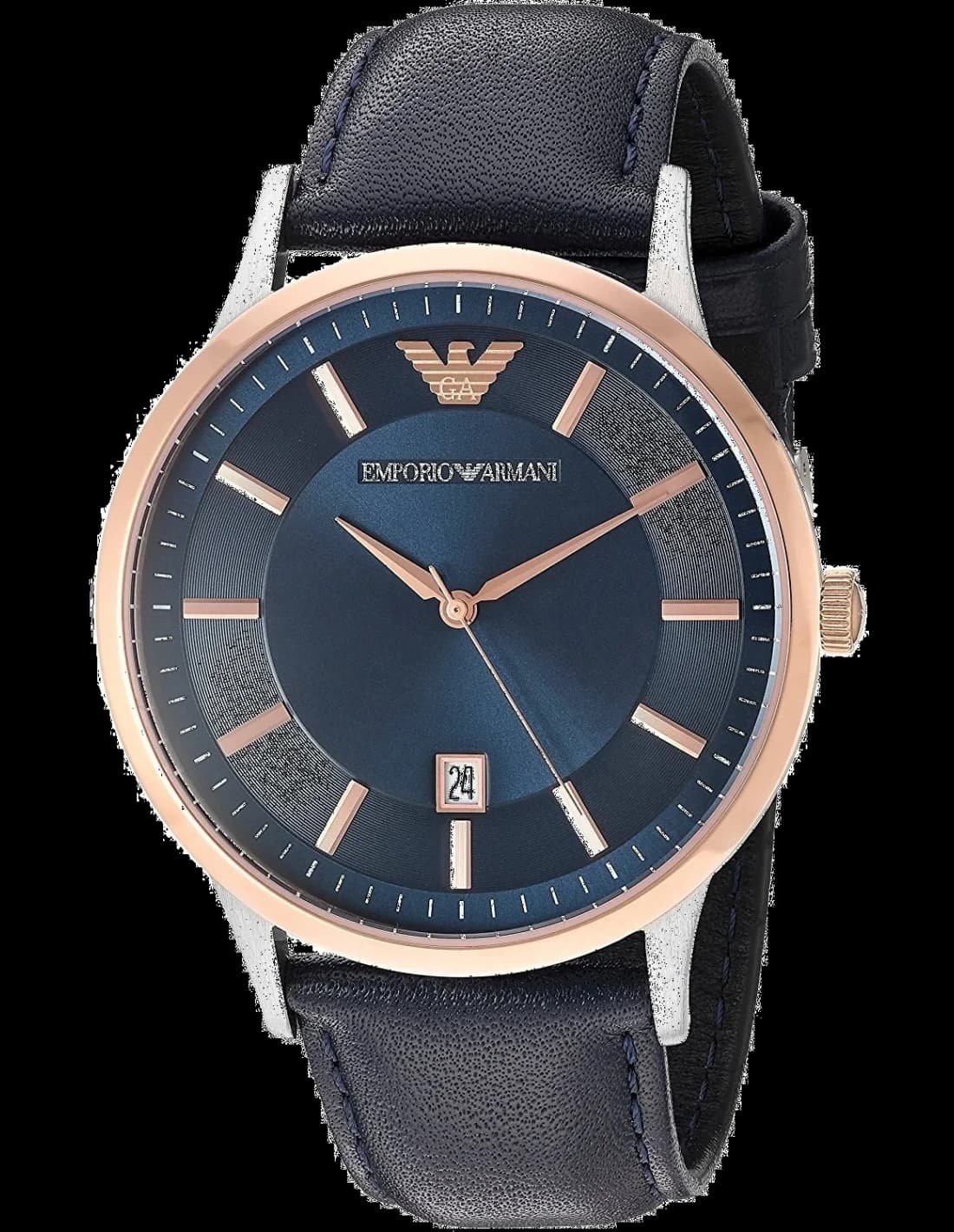 Emporio Armani Renato AR2506 Blue Leather Strap Watch vue 2